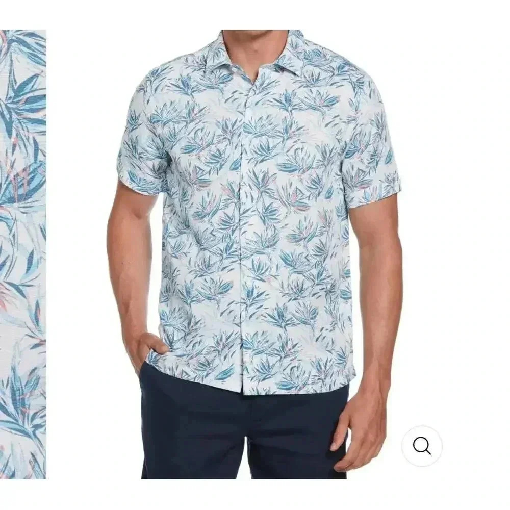 Men's NWT Cubavera Floral Print Button Up Tee M